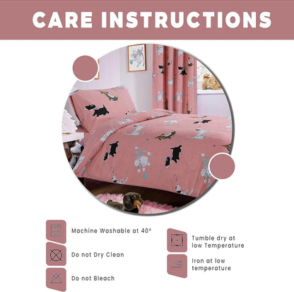 Olivia Rocco Pink Pups Dog Print Duvet Cover Set & Matching Curtains