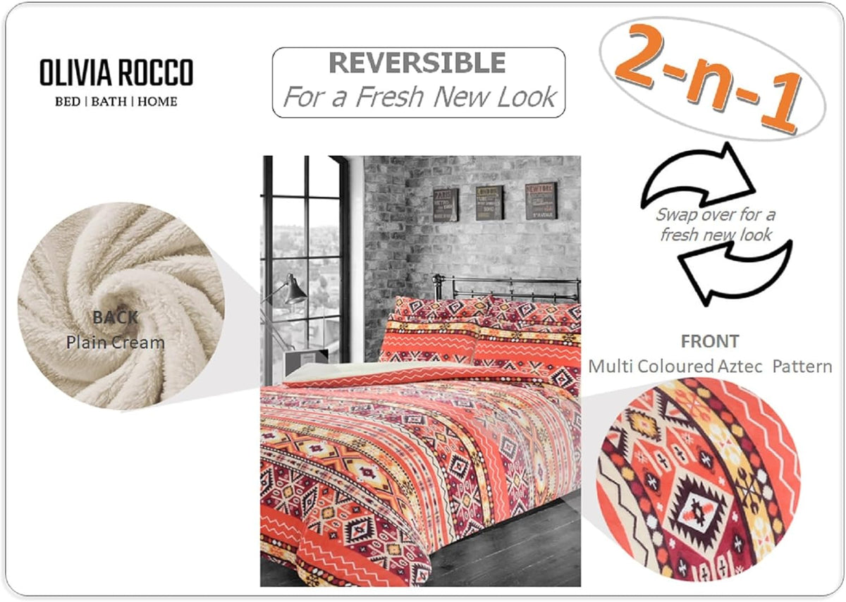 Olivia Rocco Aztec Teddy Fleece Reversible Duvet Cover Set