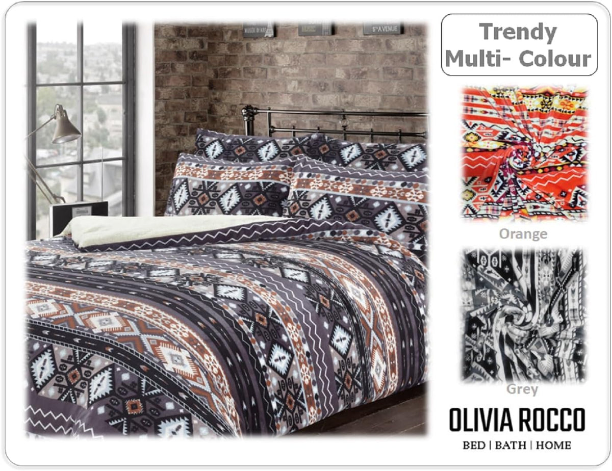 Olivia Rocco Aztec Teddy Fleece Reversible Duvet Cover Set