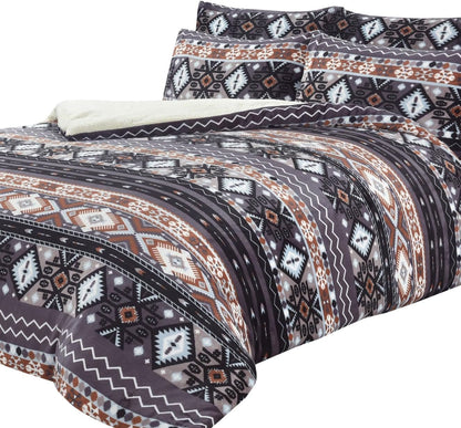 Olivia Rocco Aztec Teddy Fleece Reversible Duvet Cover Set