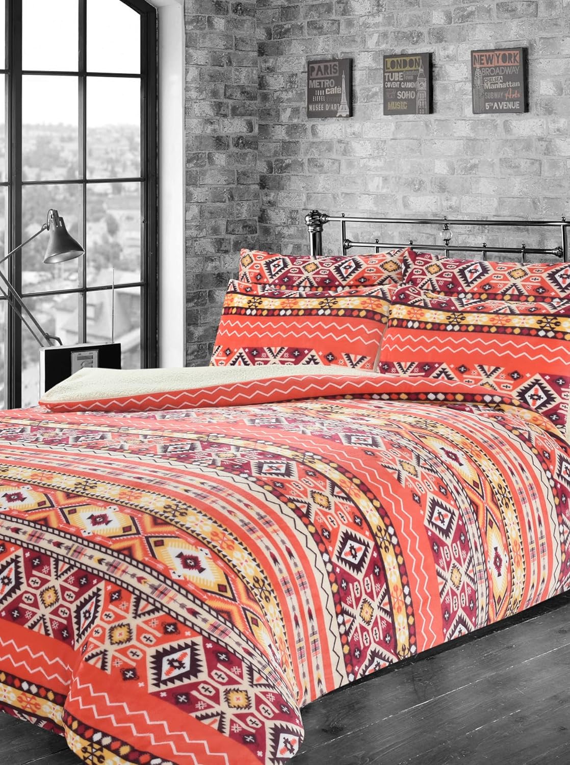 Olivia Rocco Aztec Teddy Fleece Reversible Duvet Cover Set