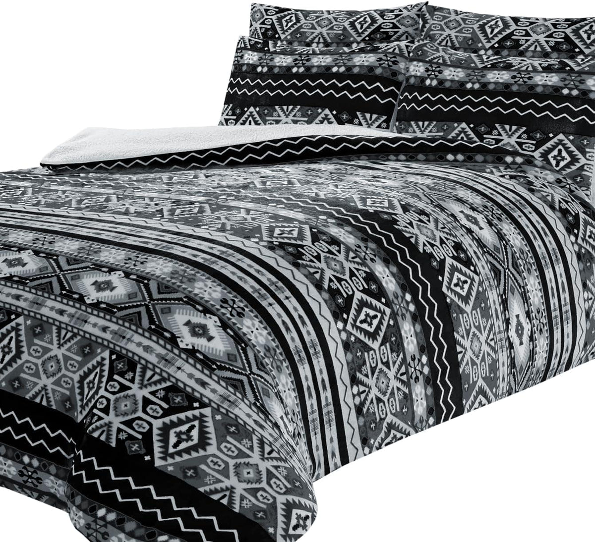 Olivia Rocco Aztec Teddy Fleece Reversible Duvet Cover Set