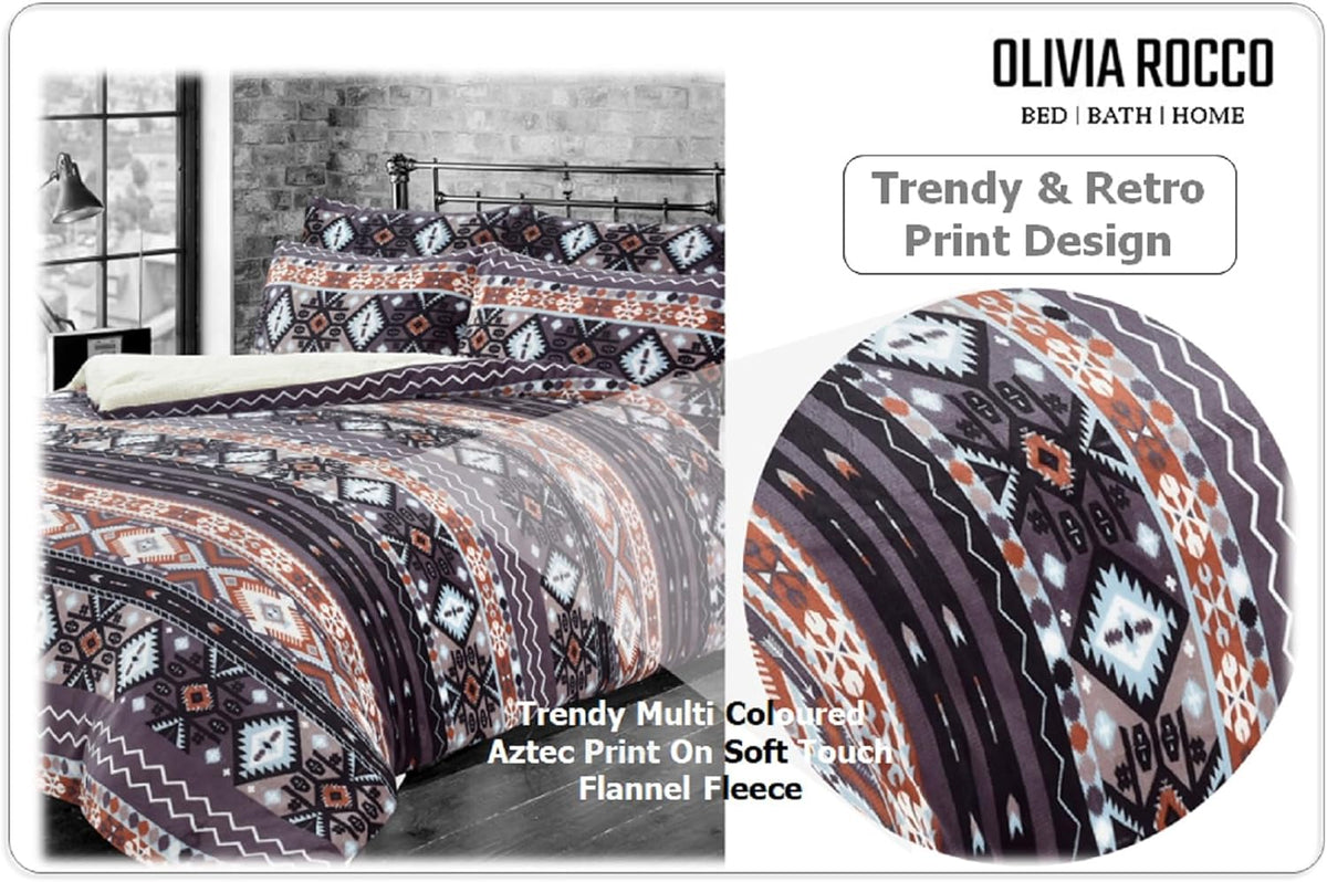 Olivia Rocco Aztec Teddy Fleece Reversible Duvet Cover Set