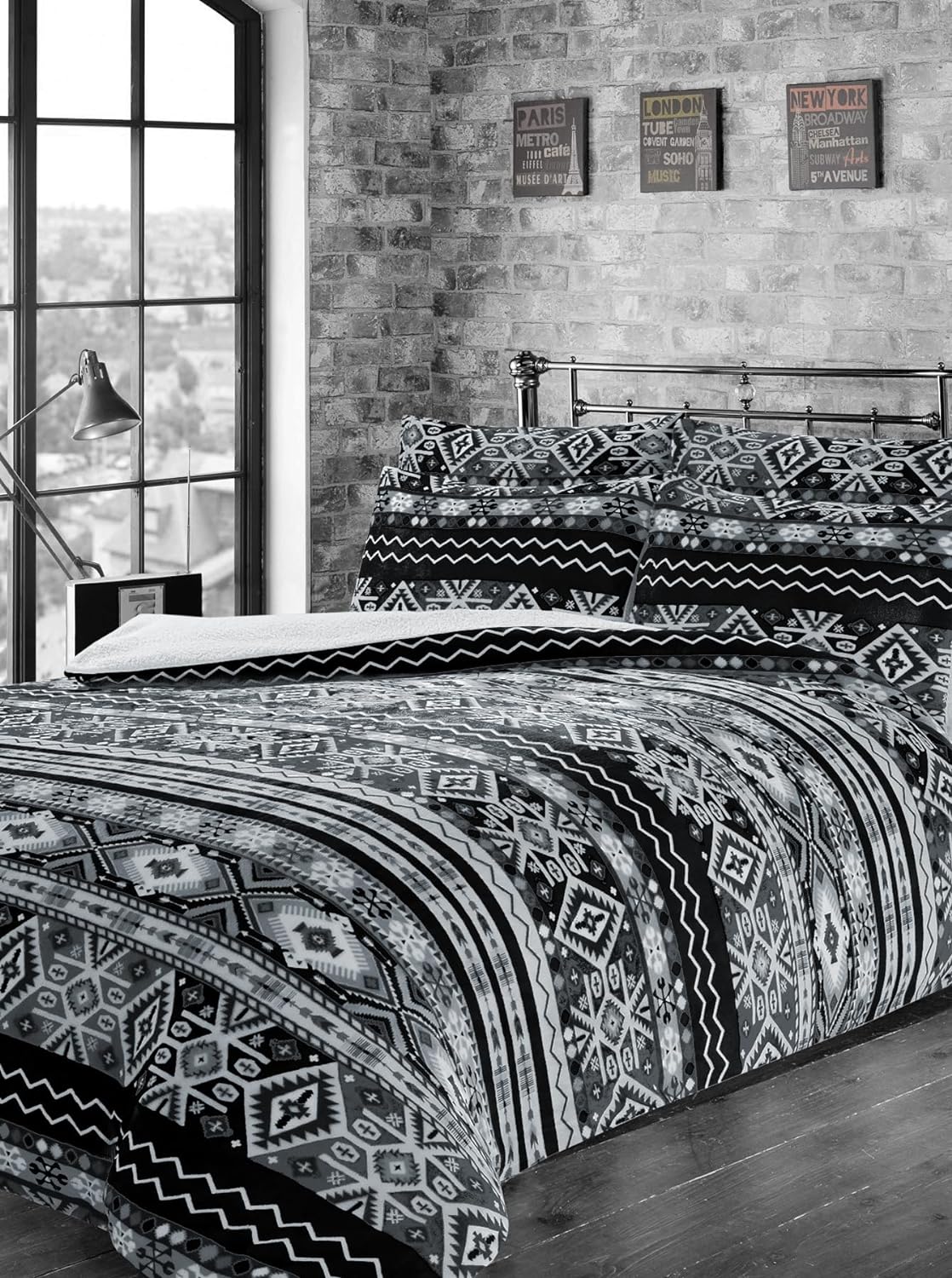 Olivia Rocco Aztec Teddy Fleece Reversible Duvet Cover Set
