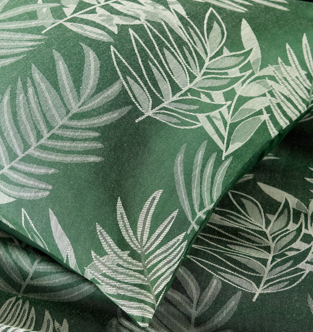 Olivia Rocco Leaf Jacquard Reversible Cotton Blend Duvet Cover Set with Pillowcases