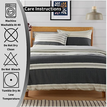 Olivia Rocco Miami Stripes Reversible Cotton Blend Duvet Cover Set with Pillowcases