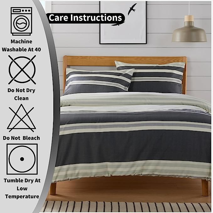 Olivia Rocco Miami Stripes Reversible Cotton Blend Duvet Cover Set with Pillowcases
