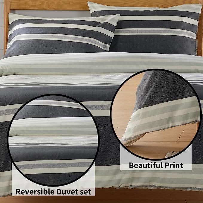Olivia Rocco Miami Stripes Reversible Cotton Blend Duvet Cover Set with Pillowcases
