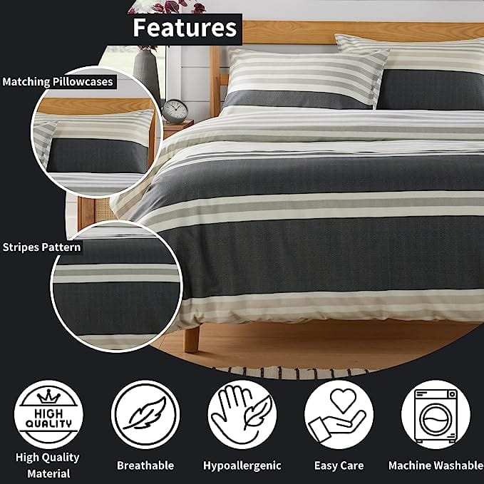 Olivia Rocco Miami Stripes Reversible Cotton Blend Duvet Cover Set with Pillowcases