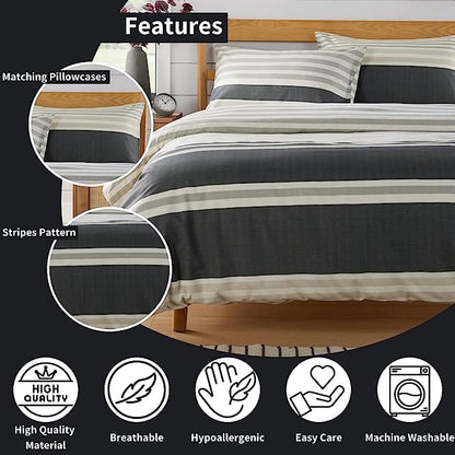 Olivia Rocco Miami Stripes Reversible Cotton Blend Duvet Cover Set with Pillowcases