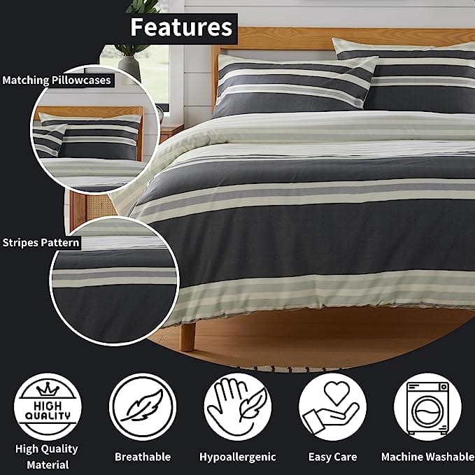 Olivia Rocco Miami Stripes Reversible Cotton Blend Duvet Cover Set with Pillowcases