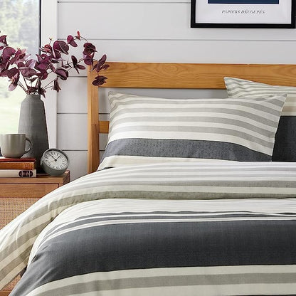 Olivia Rocco Miami Stripes Reversible Cotton Blend Duvet Cover Set with Pillowcases