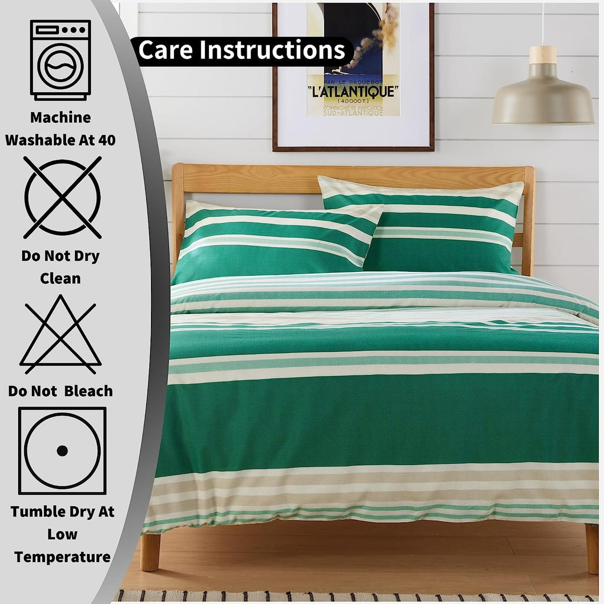 Olivia Rocco Miami Stripes Reversible Cotton Blend Duvet Cover Set with Pillowcases