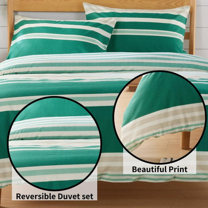 Olivia Rocco Miami Stripes Reversible Cotton Blend Duvet Cover Set with Pillowcases
