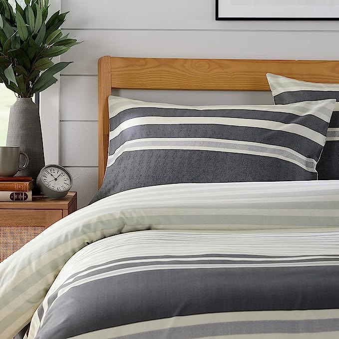Olivia Rocco Miami Stripes Reversible Cotton Blend Duvet Cover Set with Pillowcases