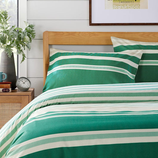 Olivia Rocco Miami Stripes Reversible Cotton Blend Duvet Cover Set with Pillowcases