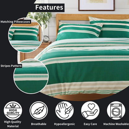 Olivia Rocco Miami Stripes Reversible Cotton Blend Duvet Cover Set with Pillowcases