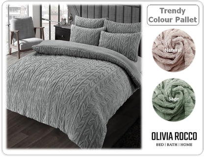 Olivia Rocco Leaf Print Teddy Fleece Reversible Duvet Cover Set