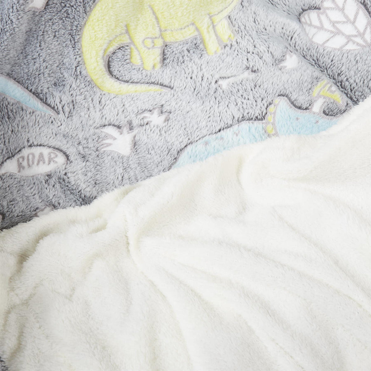 Olivia Rocco Kids Dinosaur Glow in the Dark Teddy Fleece Duvet Cover Set