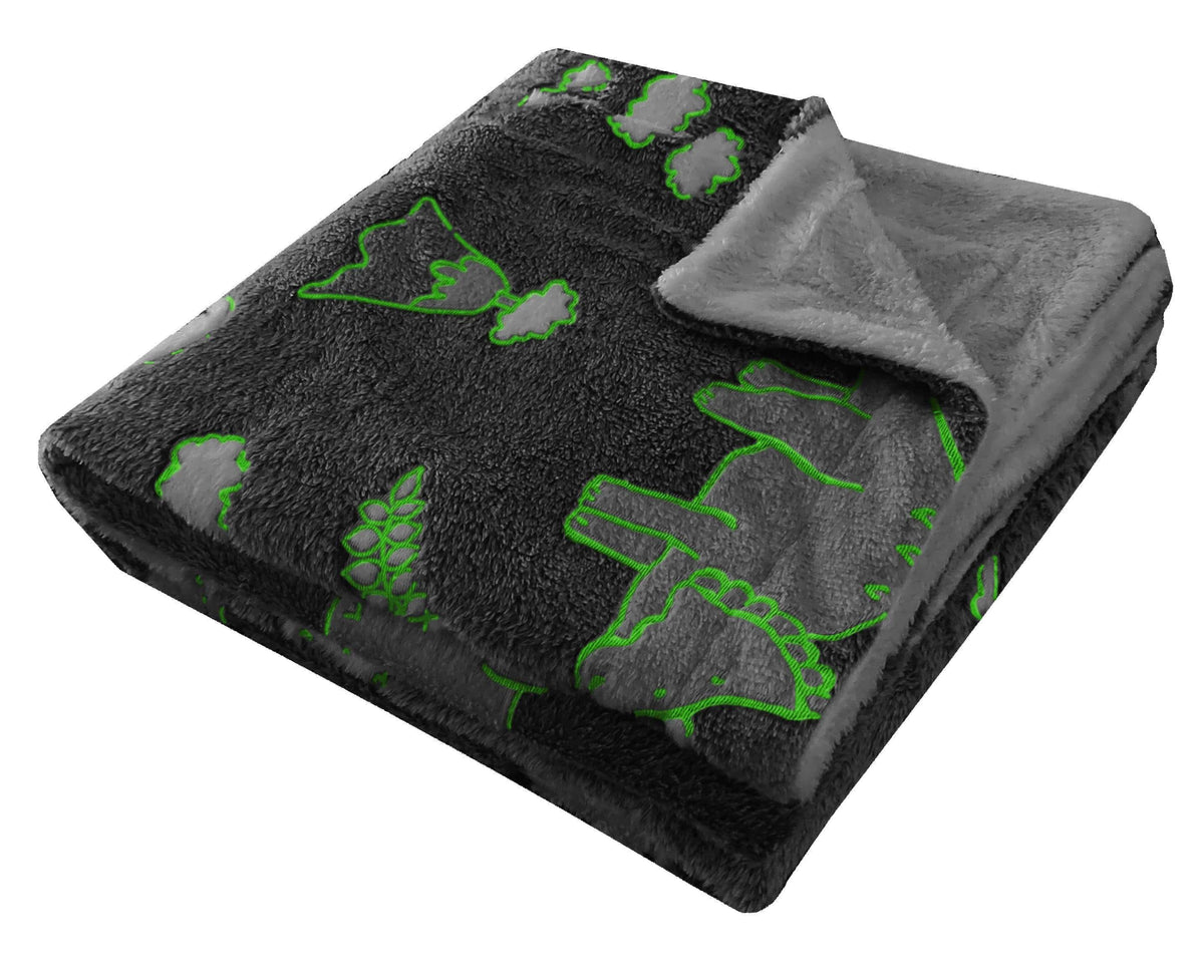 Olivia Rocco Kids Dinosaur Glow in the Dark Teddy Fleece Duvet Cover Set