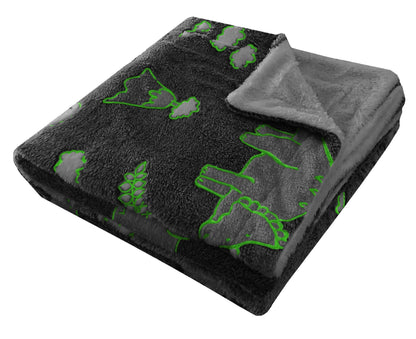 Olivia Rocco Kids Dinosaur Glow in the Dark Teddy Fleece Duvet Cover Set
