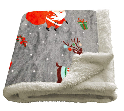 Olivia Rocco Santa Christmas Presents Reversible Teddy Fleece Duvet Cover Set