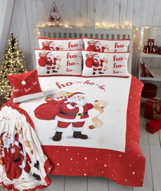 Olivia Rocco Father Christmas Reversible Teddy Fleece Duvet Cover Set