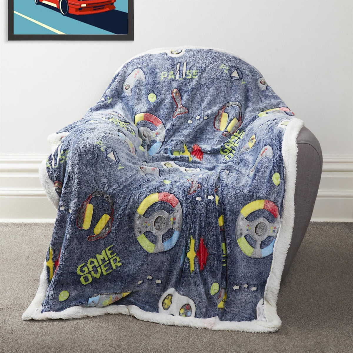 Olivia Rocco Kids Glow in the Dark Teddy Fleece Duvet Cover Set