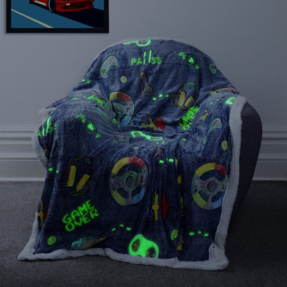 Olivia Rocco Kids Glow in the Dark Teddy Fleece Duvet Cover Set