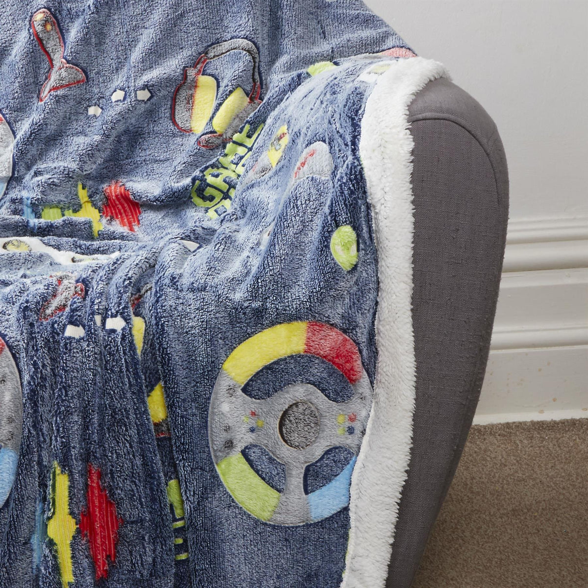 Olivia Rocco Kids Glow in the Dark Teddy Fleece Duvet Cover Set