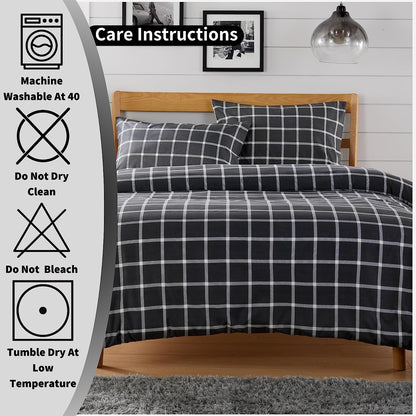 Olivia Rocco Boston Check Grey Reversible Duvet Cover Set