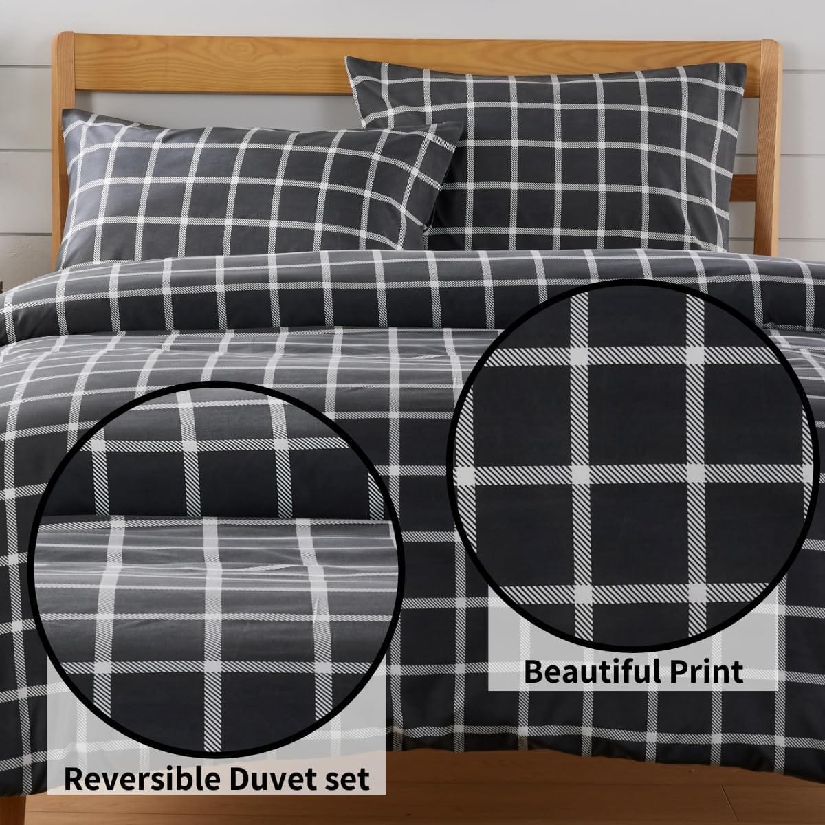 Olivia Rocco Boston Check Grey Reversible Duvet Cover Set