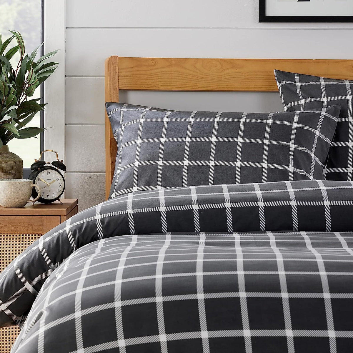 Olivia Rocco Boston Check Grey Reversible Duvet Cover Set