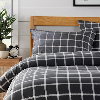 Olivia Rocco Boston Check Grey Reversible Duvet Cover Set
