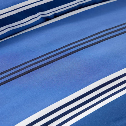 Olivia Rocco Harlow Stripes Blue Microfibre Duvet Cover Set with Pillowcases