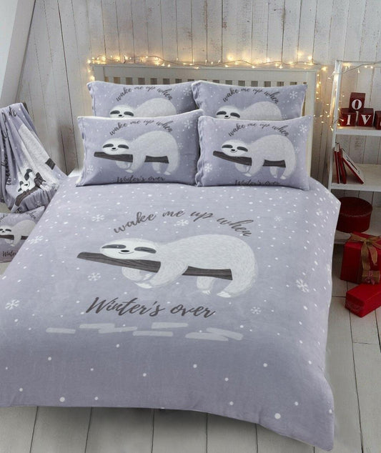 Olivia Rocco Kids Lazy Sloth Teddy Fleece Duvet Cover Set