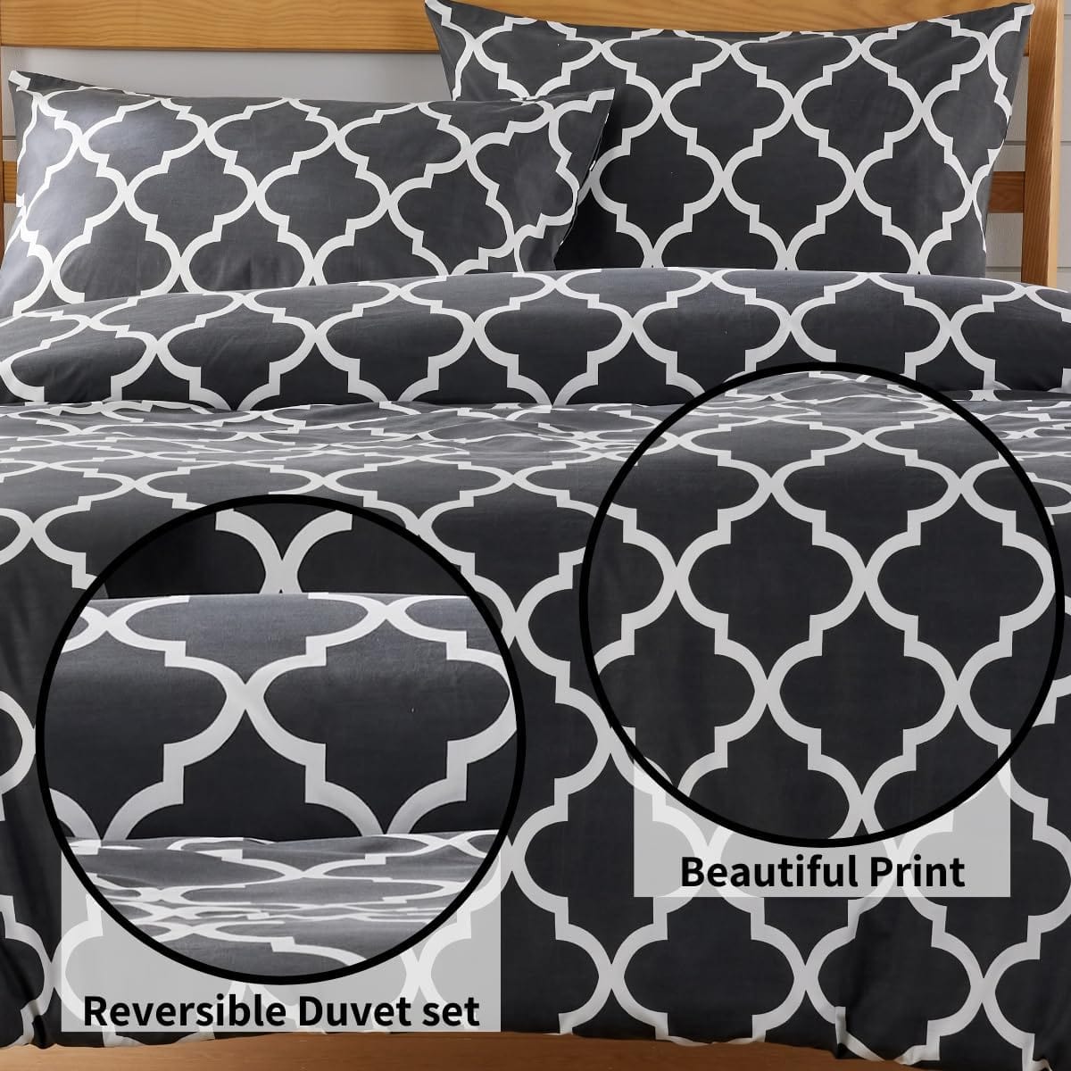 Olivia Rocco Marrakesh Grey Printed Duvet Cover Set with Pillowcases