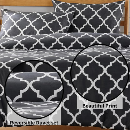Olivia Rocco Marrakesh Grey Printed Duvet Cover Set with Pillowcases