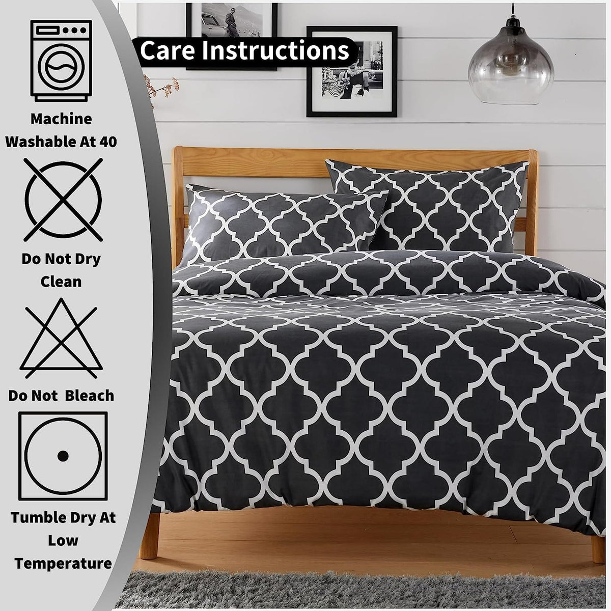 Olivia Rocco Marrakesh Grey Printed Duvet Cover Set with Pillowcases