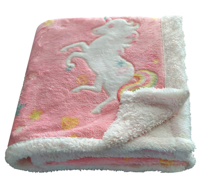 Olivia Rocco Kids Rainbow Unicorn Glow in the Dark Teddy Fleece Duvet Cover Set