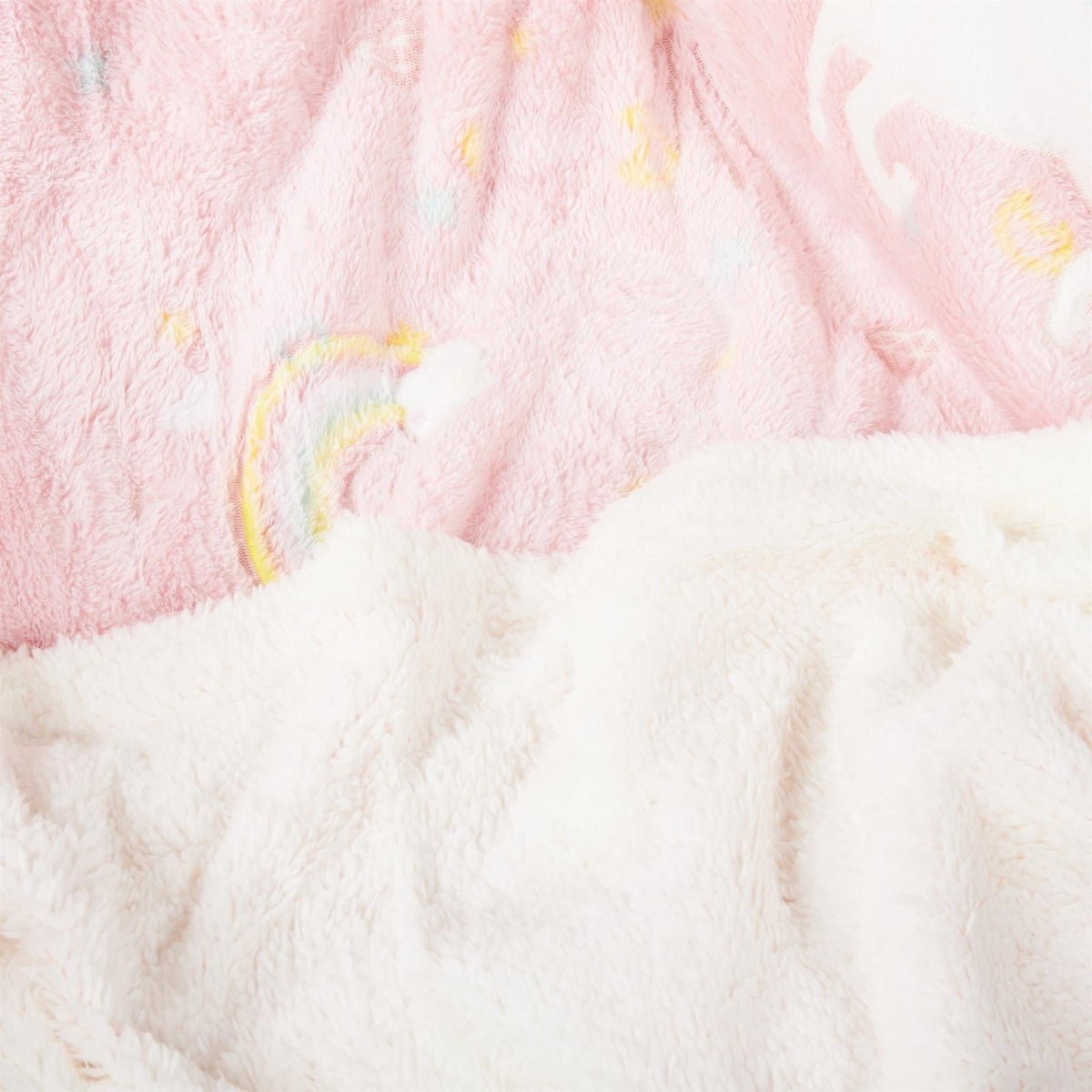 Olivia Rocco Kids Rainbow Unicorn Glow in the Dark Teddy Fleece Duvet Cover Set