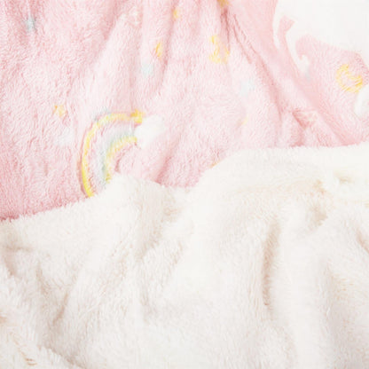 Olivia Rocco Kids Rainbow Unicorn Glow in the Dark Teddy Fleece Duvet Cover Set