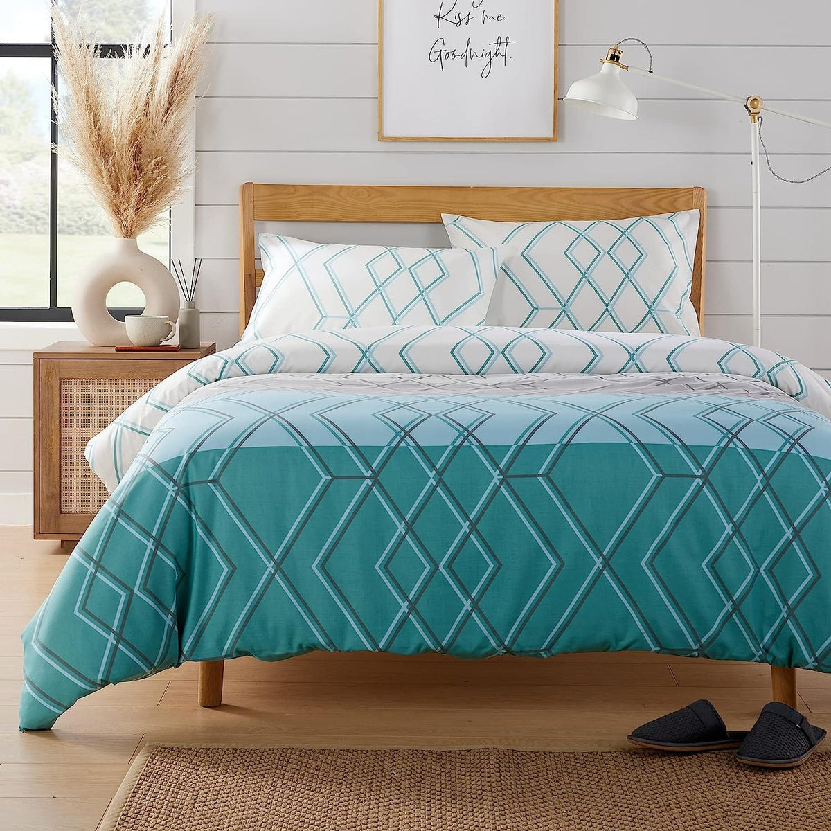 Olivia Rocco Havanna Geo Reversible Cotton Blend Duvet Cover Set
