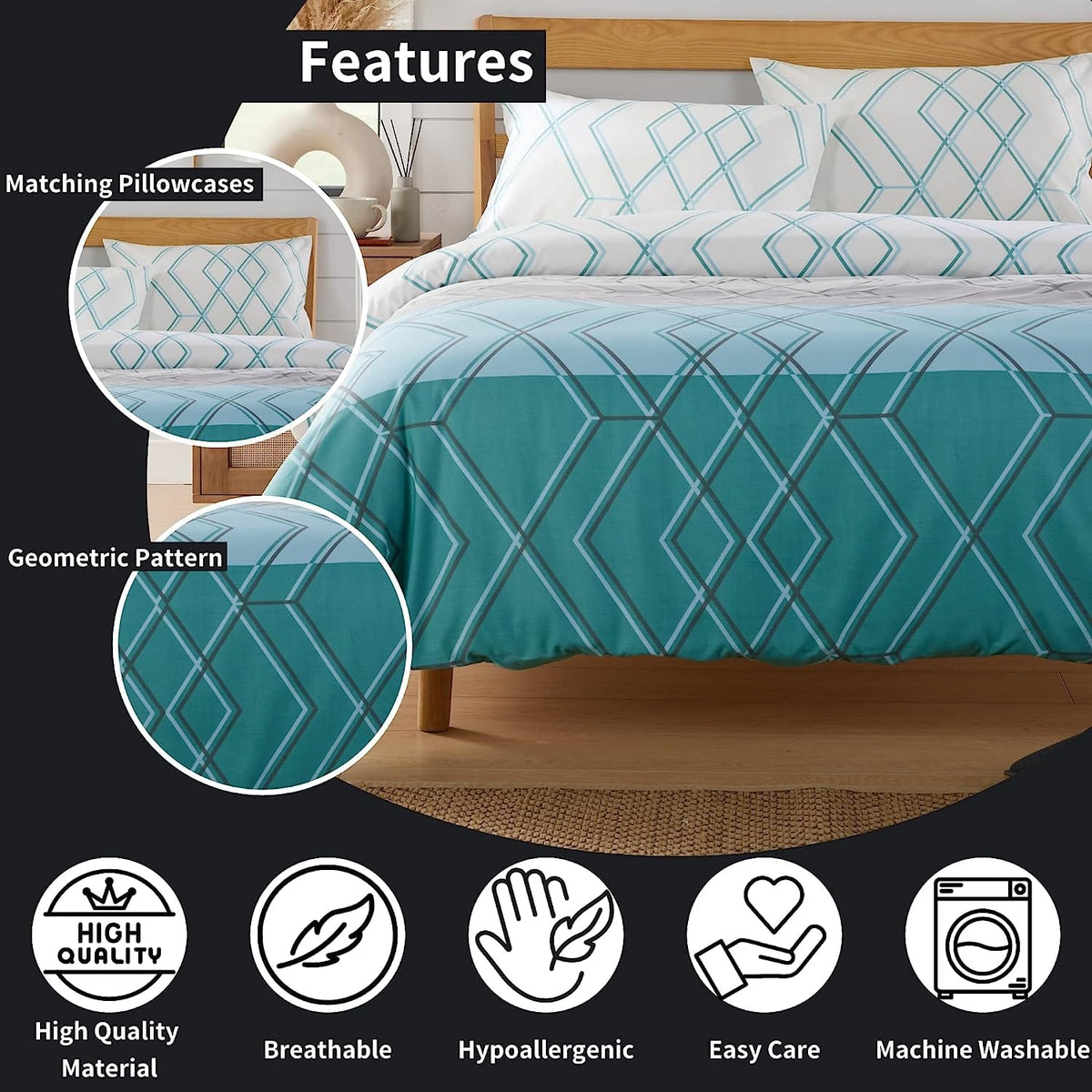Olivia Rocco Havanna Geo Reversible Cotton Blend Duvet Cover Set