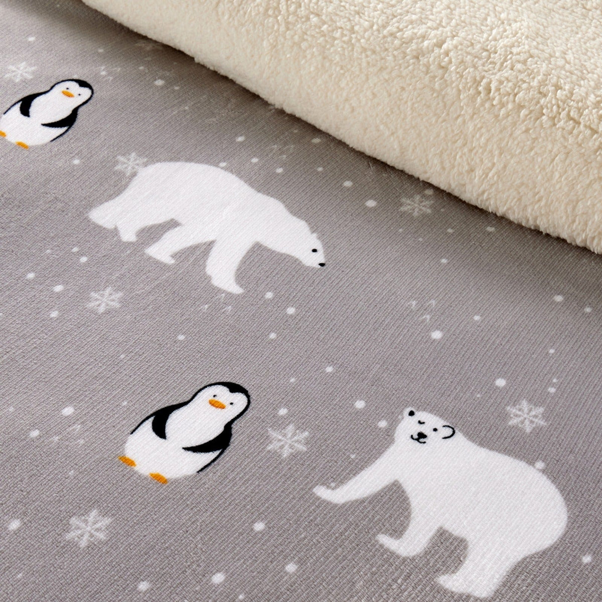 Olivia Rocco Polar Bear & Penguin Teddy Fleece Reversible Duvet Cover Set