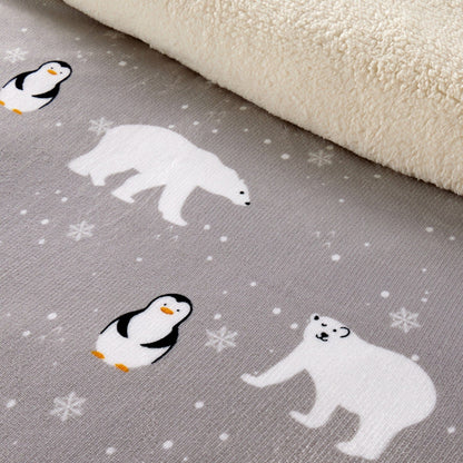 Olivia Rocco Polar Bear & Penguin Teddy Fleece Reversible Duvet Cover Set
