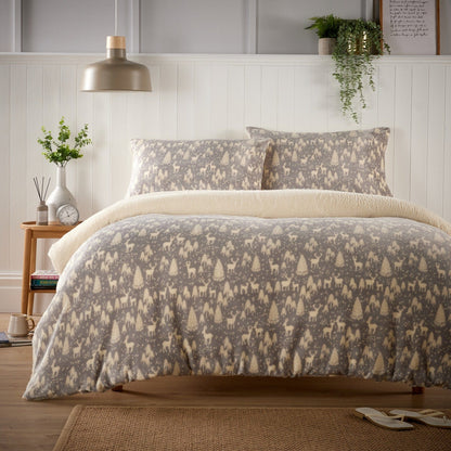 Olivia Rocco Woodland Animals Teddy Fleece Reversible Duvet Cover Set