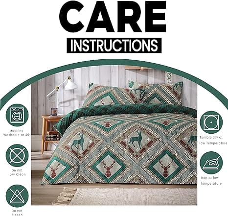 Olivia Rocco Stag Print Reversible Polycotton Duvet Cover Set