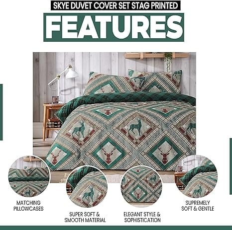 Olivia Rocco Stag Print Reversible Polycotton Duvet Cover Set