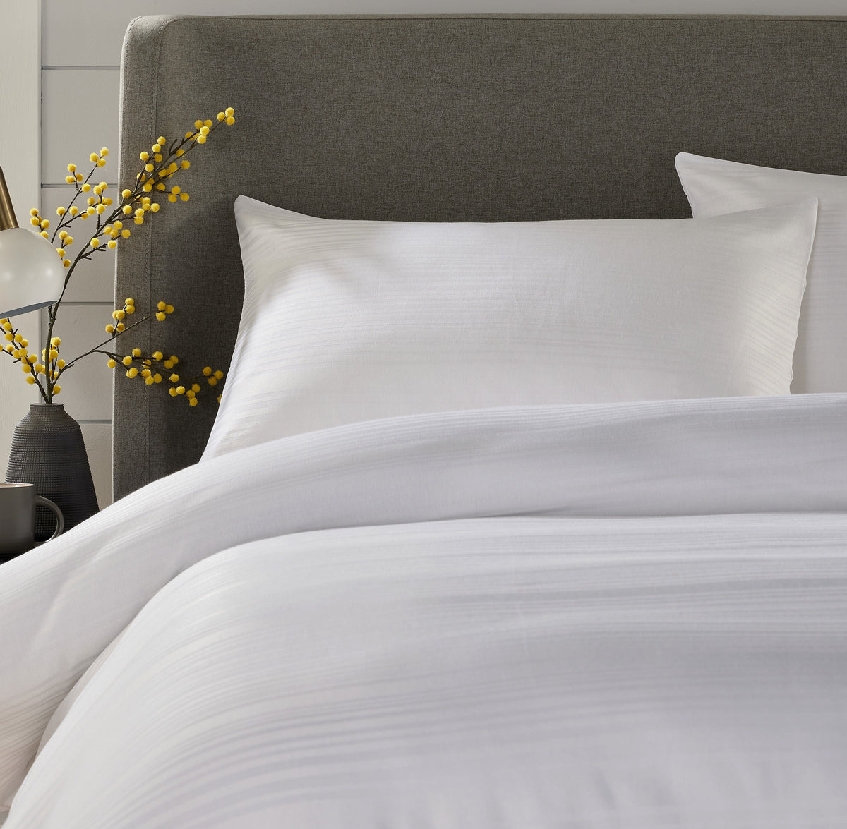 Olivia Rocco Stripe Jacquard Reversible Cotton Blend Duvet Cover Set with Pillowcases